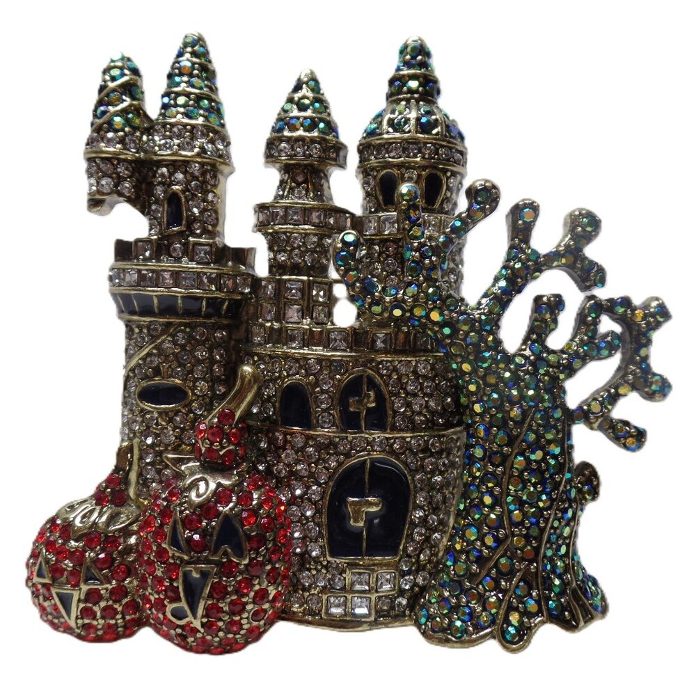 Exquisite Crystal Haunted House Castle Halloween Brooch